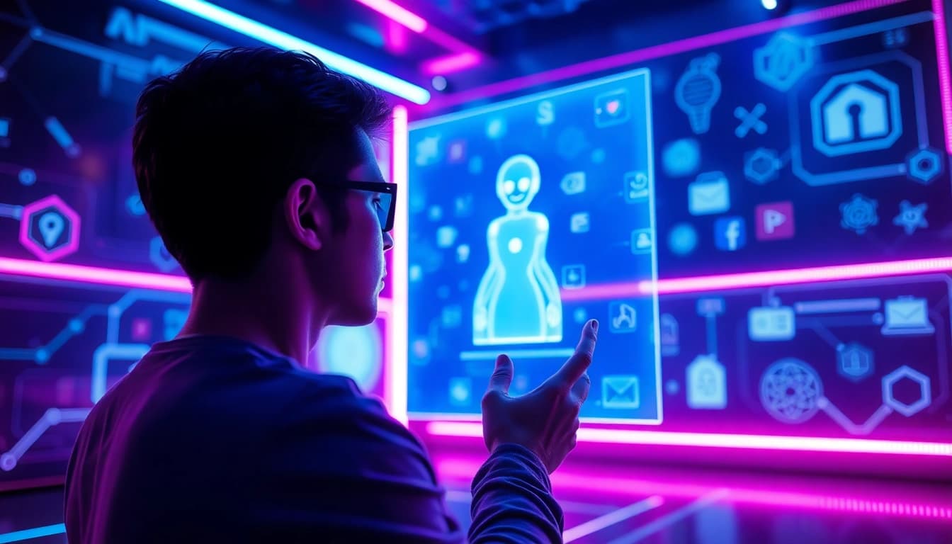 Interactive AI chat interface showcasing ai chat porn features in a futuristic setting.