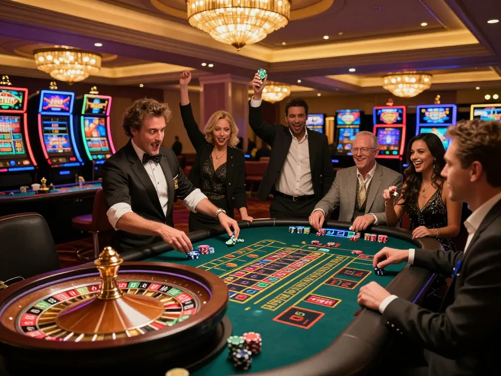 Players enjoying roulette at TR88 casino, vibrant atmosphere filled with excitement and strategy.