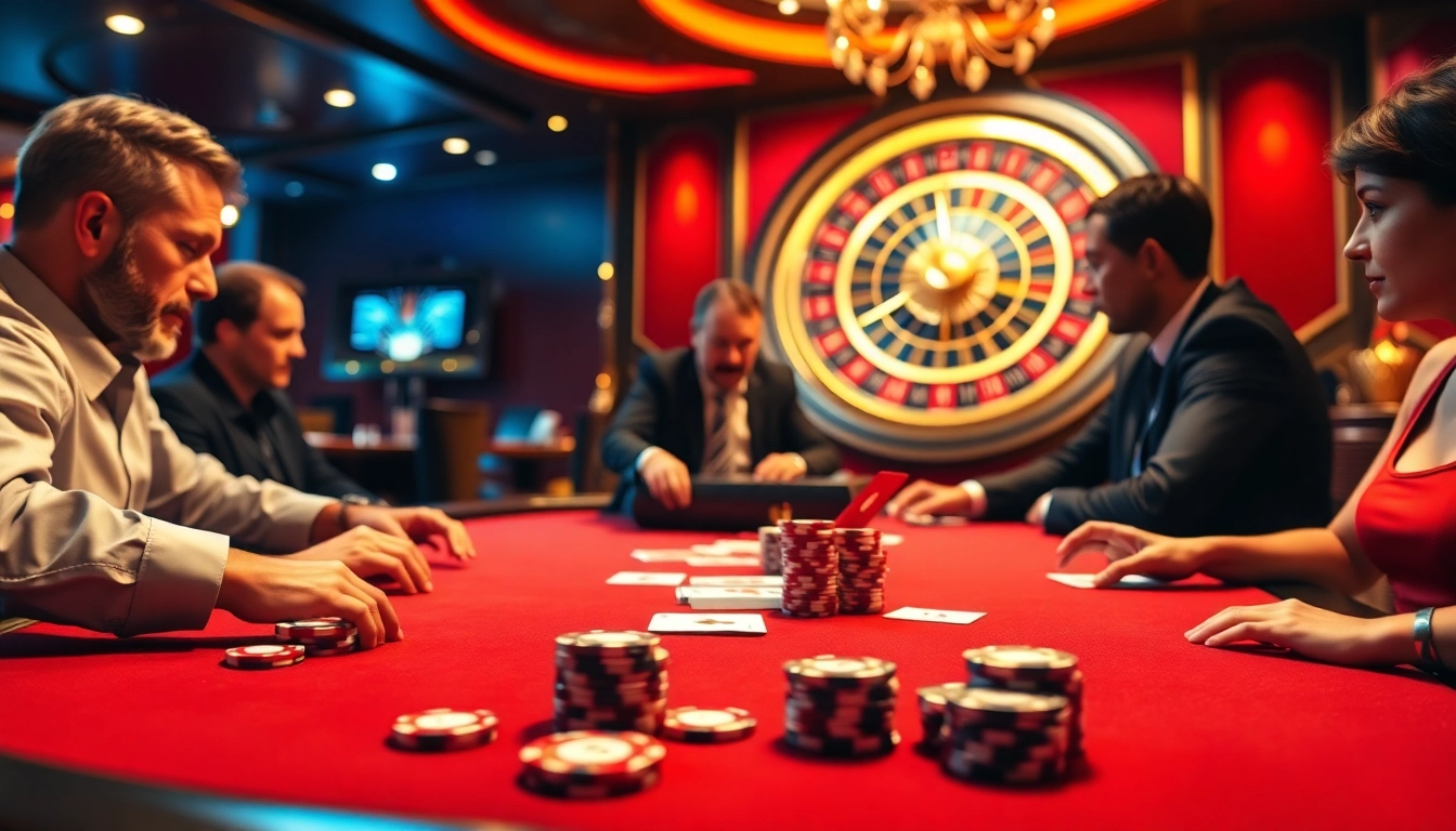 Exciting gambling scene illustrating players at a poker table, highlighting 79king win opportunity.