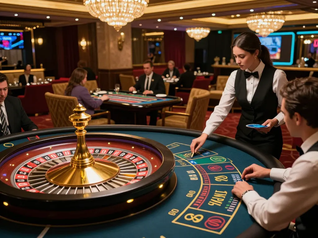 Engaged players betting on roulette at a luxury casino, showcasing the excitement and strategy of lv88seo.