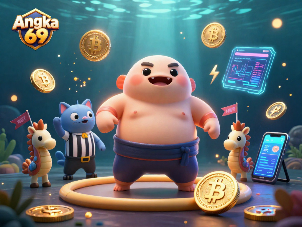 Engage in thrilling gameplay at Angka 69, where vibrant characters celebrate the excitement of online gambling.