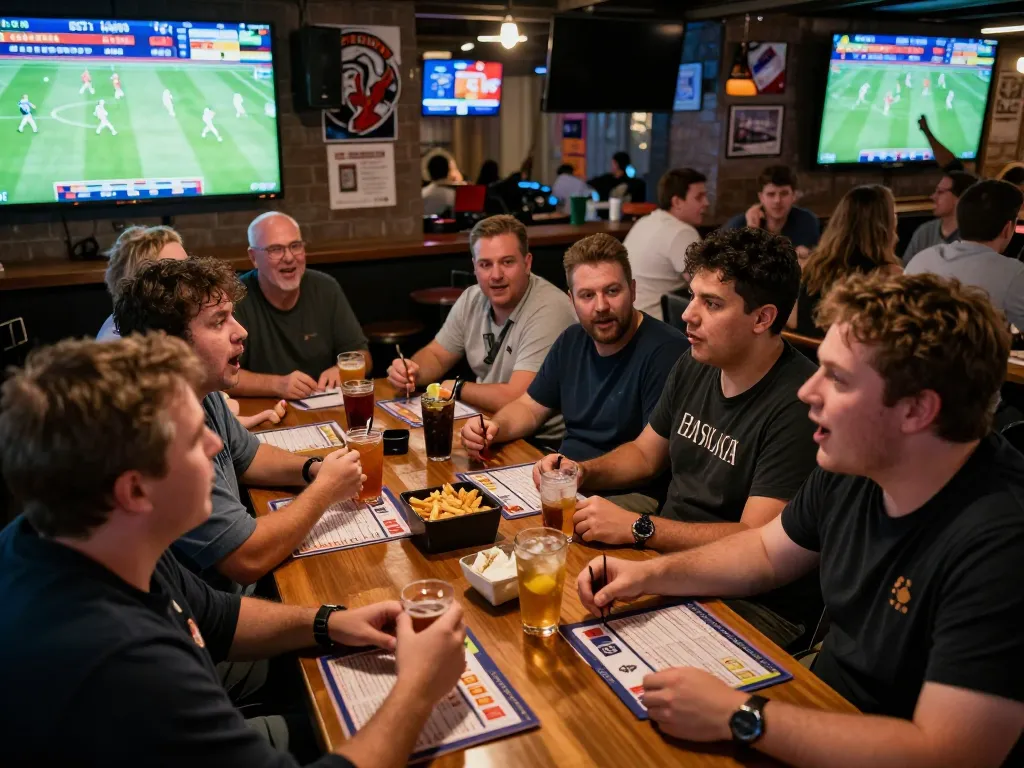 Experience thrilling sports betting at ta88 with enthusiasts cheering and betting during game day