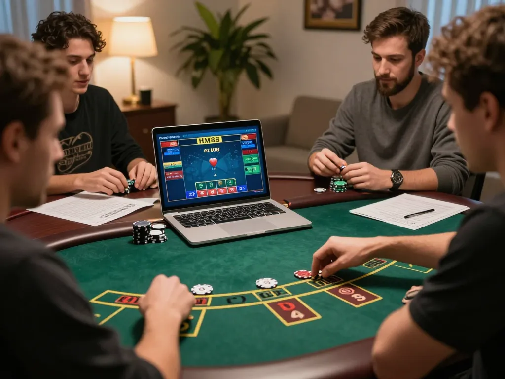 Players enjoying live dealer blackjack at HM88 online casino highlighting strategy