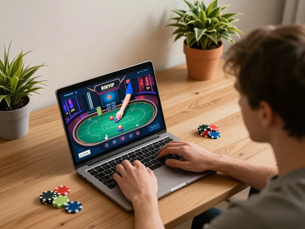 Ruining strategic gameplay on RIKVIP online platform with vibrant poker screens.