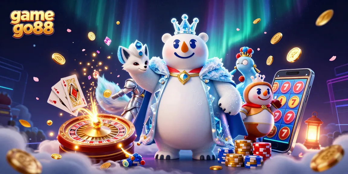 Engage with the thrilling game go88 featuring the ice king and fox, surrounded by dynamic casino elements.