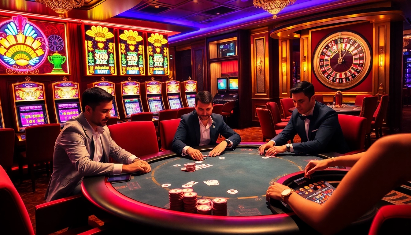 Catching the excitement of poker at http://88xx.art/ with players in action surrounded by vibrant casino lights.