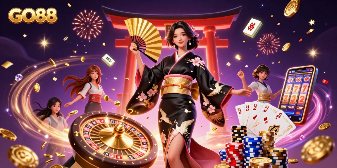 Win big at GO88 with dynamic slots, roulette, and poker in a lively 3D casino scene.