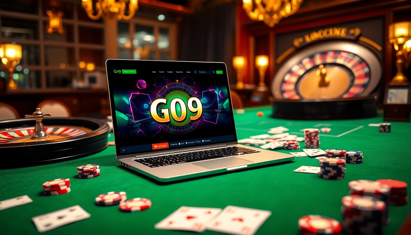 Go 99 screen shown at a lavish casino table with roulette, chips, and cards.