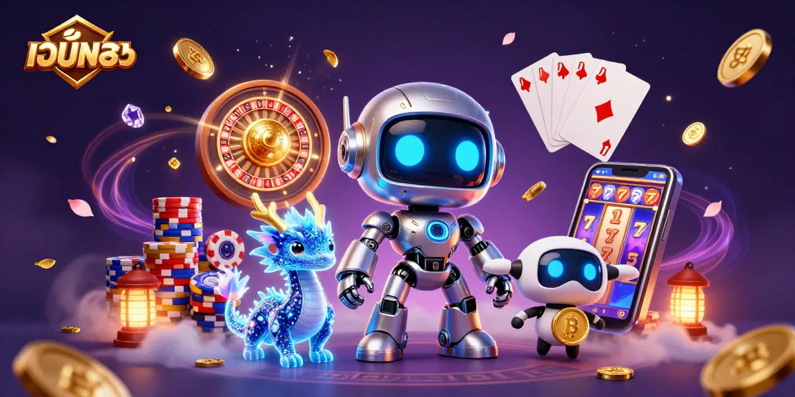 Experience exciting เว็บตรง gambling action with a cyberpunk robot and its AI dragon companion.