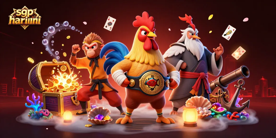 Engage with the latest sgp hari ini results featuring vibrant characters in a dynamic gambling-themed scene.