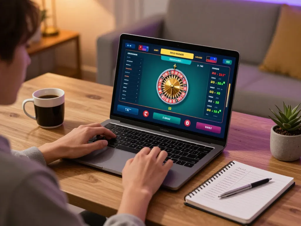 Engaging in online betting at bem88 nhà cái with live roulette gameplay on laptop