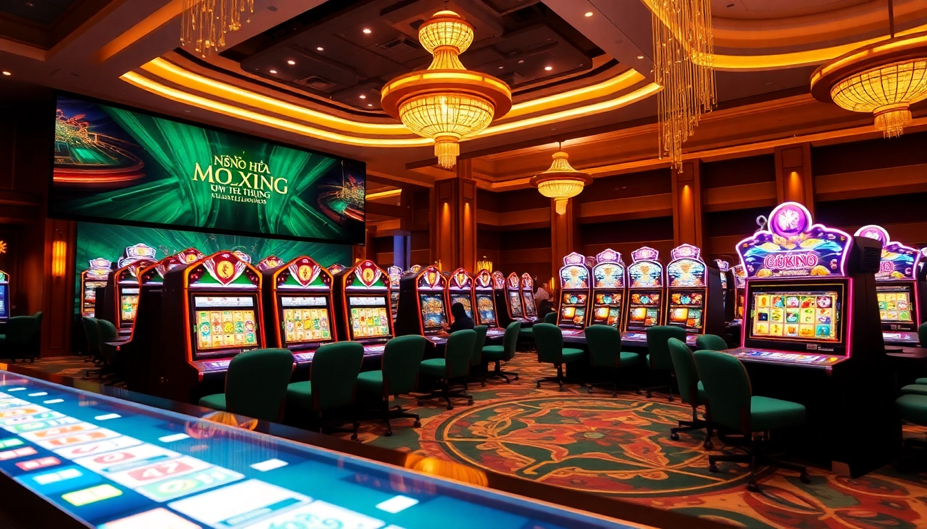 Nổ Hũ Đổi Thưởng spinning slot machines and vibrant casino gaming interface
