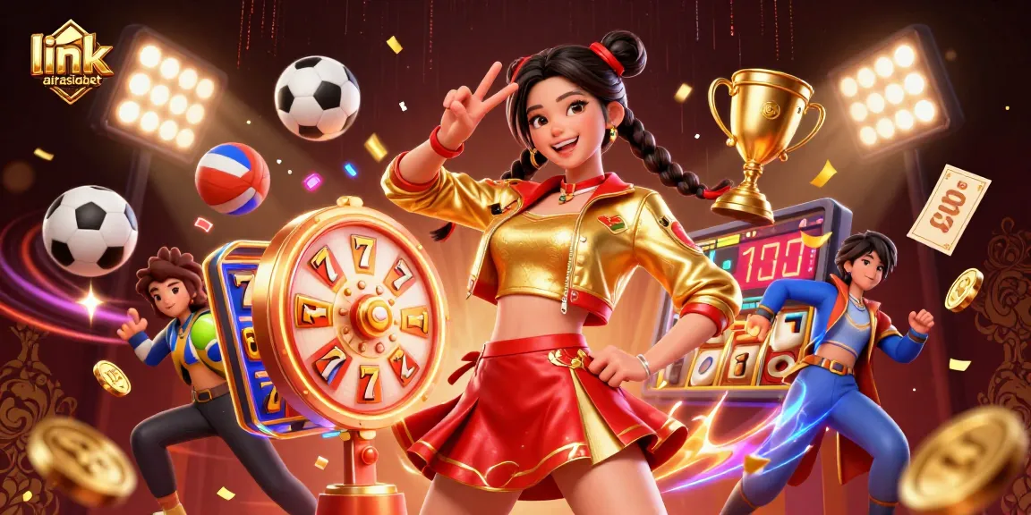 Enjoy the exciting world of AirasiaBet with this colorful 3D illustration highlighting slot games.