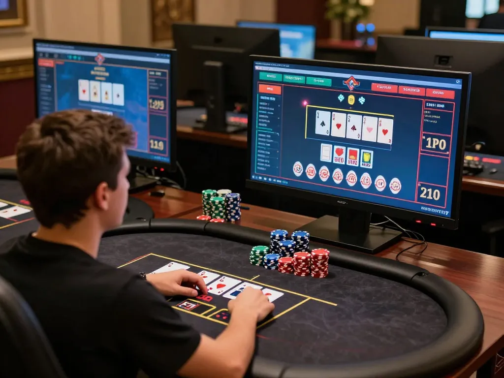 Experience thrilling gameplay with MM 99 in a professional gaming setup featuring multiple screens.