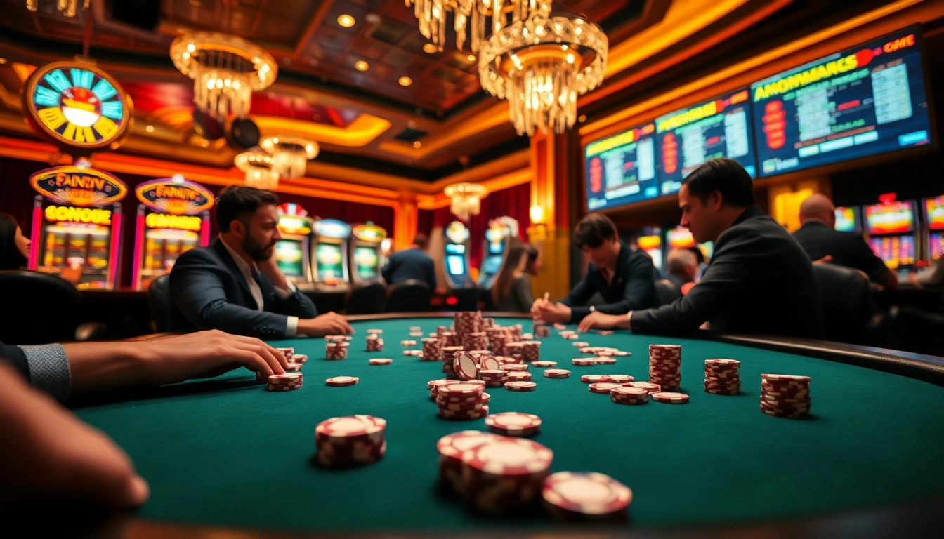 Engaging players strategizing at a poker table highlighting hidden wiki tor features in an opulent casino setting.