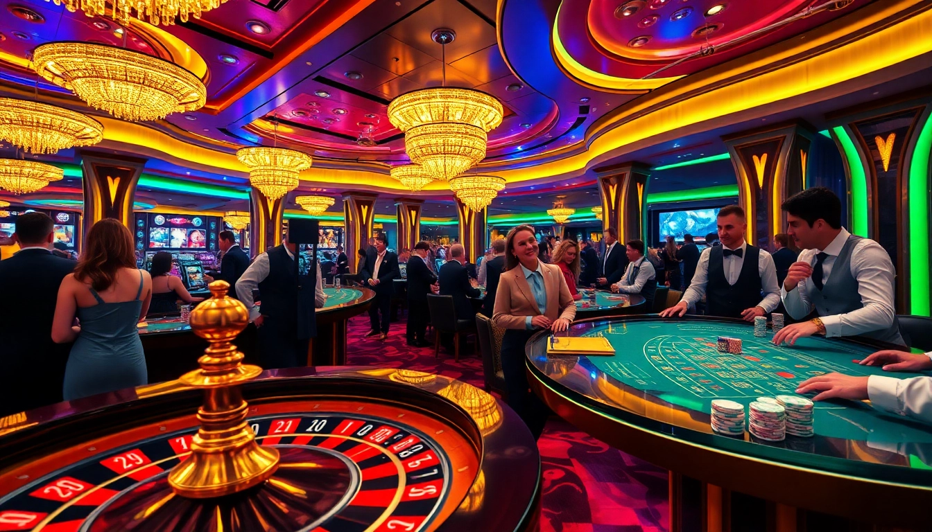 Winning players at the lu88 casino table with vibrant poker chips and a spinning roulette wheel.