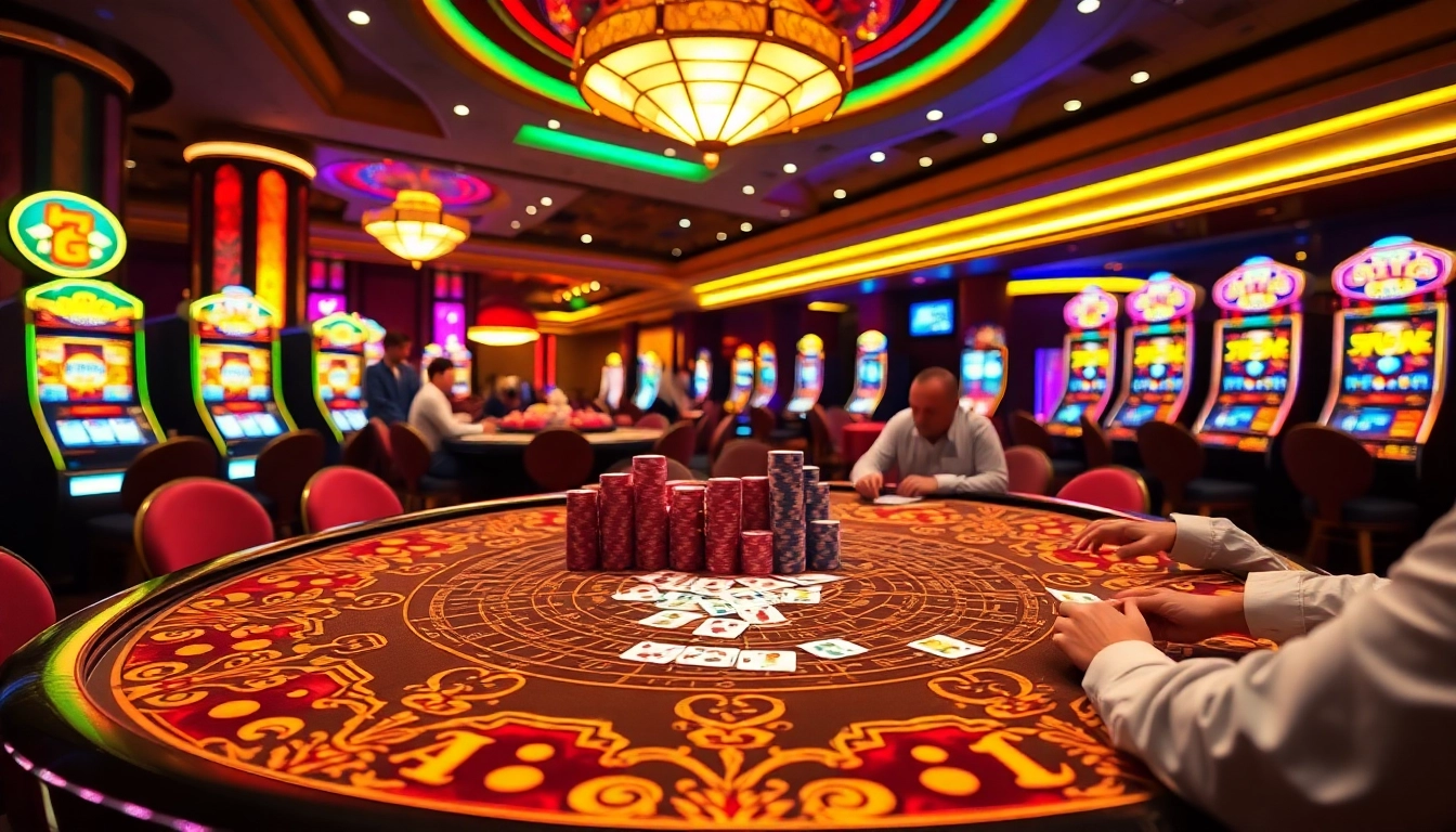 Players enjoying a Fa Chai Table Game with vibrant casino elements and strategic gameplay.