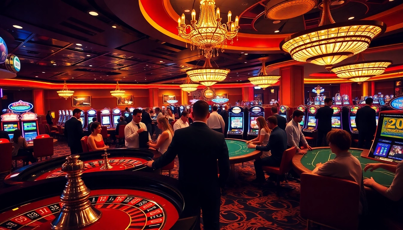 The S8 casino showcases players enjoying high-stakes games at roulette and poker tables.