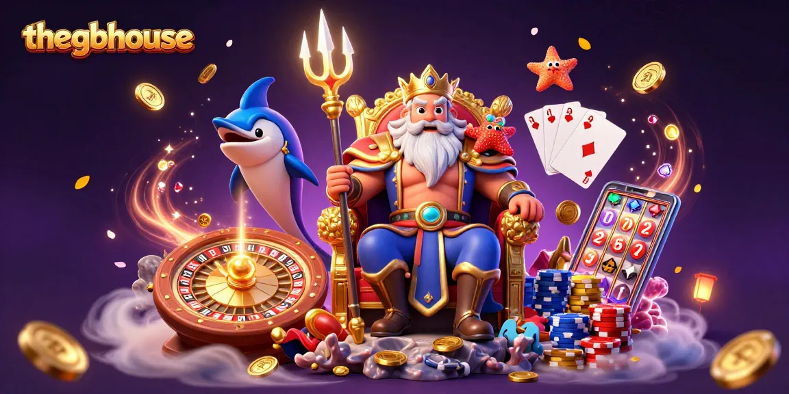 Bet big at thegbhouse with a vibrant casino scene filled with slot games and rich gold coins.