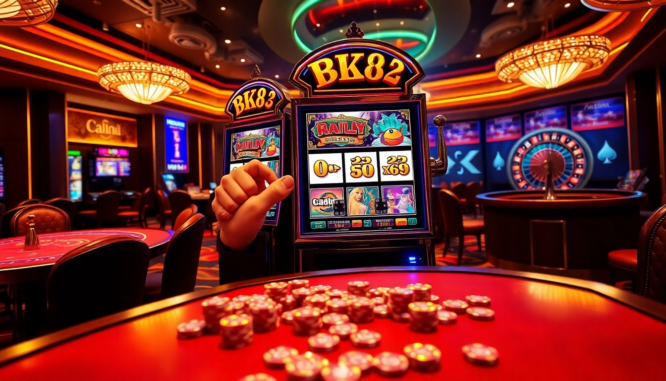 Experience big wins on the BK8 slot machine in a vibrant and thrilling casino atmosphere.