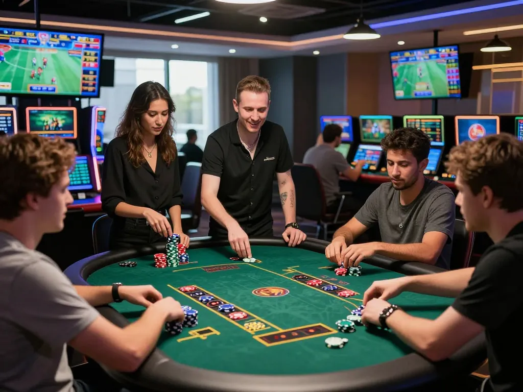 Exciting online gambling experience highlighting đăng ký nk88 with players at a modern live casino.