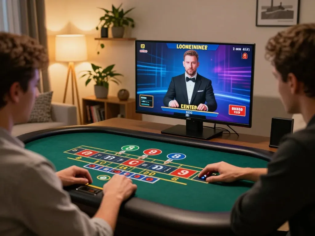 Sicbo online game being played on a tablet in a cozy home environment, showcasing interactive live gaming experience.