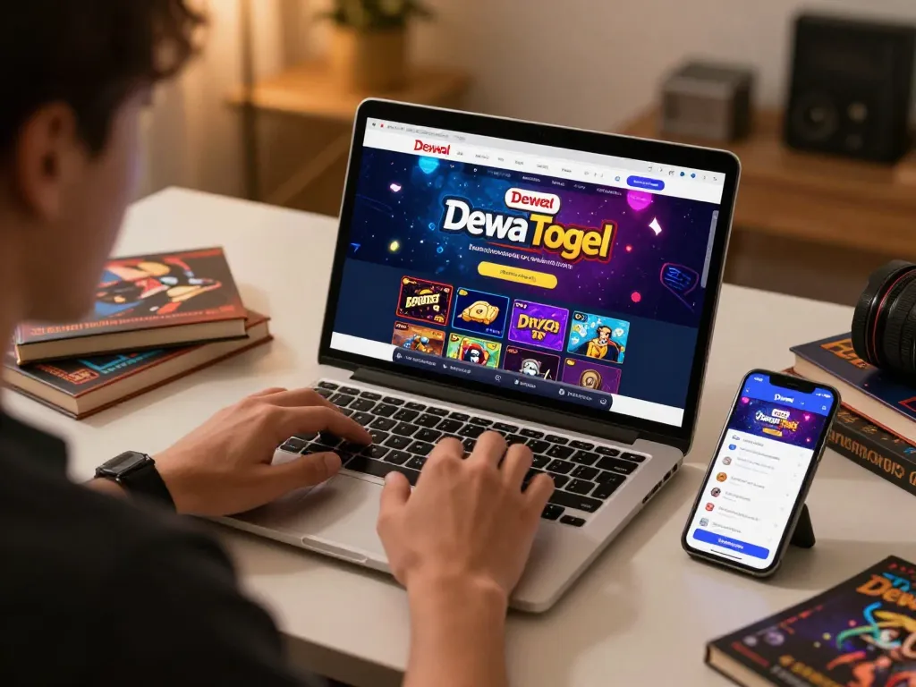 Dewatogel Login Link Alternatif shown on a laptop, reflecting online betting strategy for gamers.