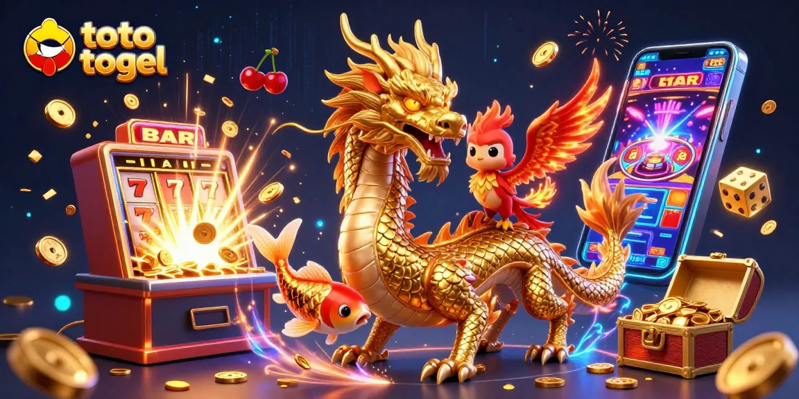 Experience winning with toto togel as golden dragon, phoenix, and koi fish dance in a jackpot explosion.