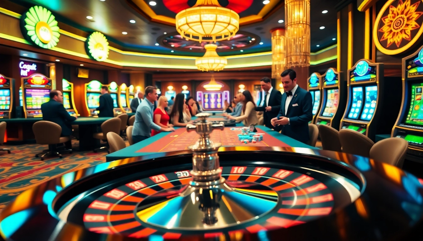 Engaging gamblers at a lively casino showcasing bdtk66 my roulette and poker action.