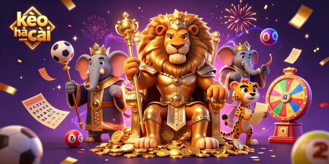 Experience kèo nhà cái through this vibrant 3D illustration of a royal lion king, showcasing dynamic betting elements.