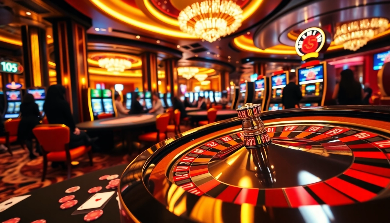 No hu players enjoying a thrilling casino experience at modern gaming tables with colorful chips and cards.