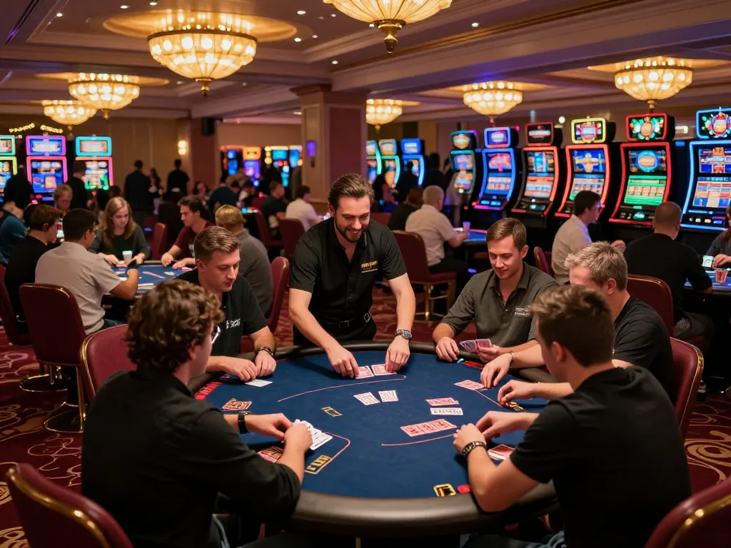 Players engage in strategic gameplay at Sunwin casino, highlighting excitement and luxury atmosphere