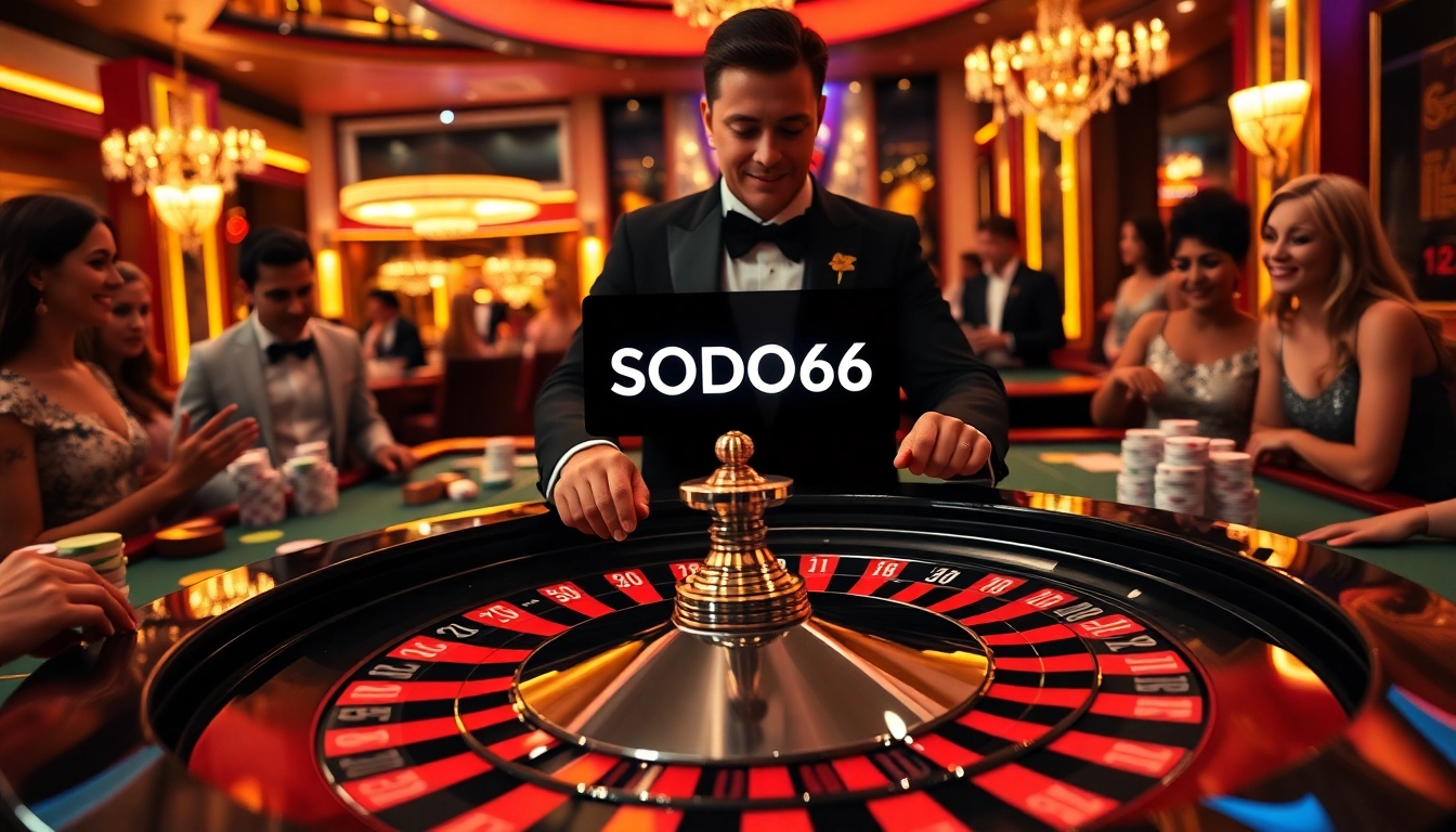 Exciting roulette action at SODO66 casino with colorful chips and players engaged in high-stakes betting.