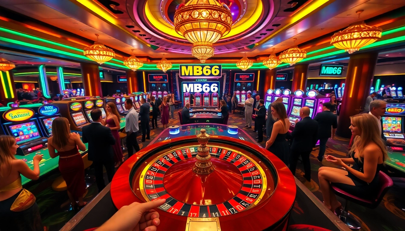 Experience the thrill of gaming at MB66 Casino with players immersed in exciting bets and vibrant roulette action.