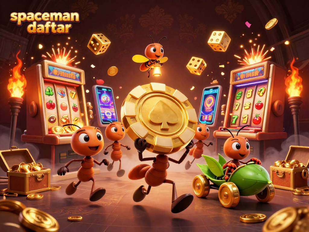 Watch ants in a heist scene with a golden poker chip at spaceman daftar slot games!