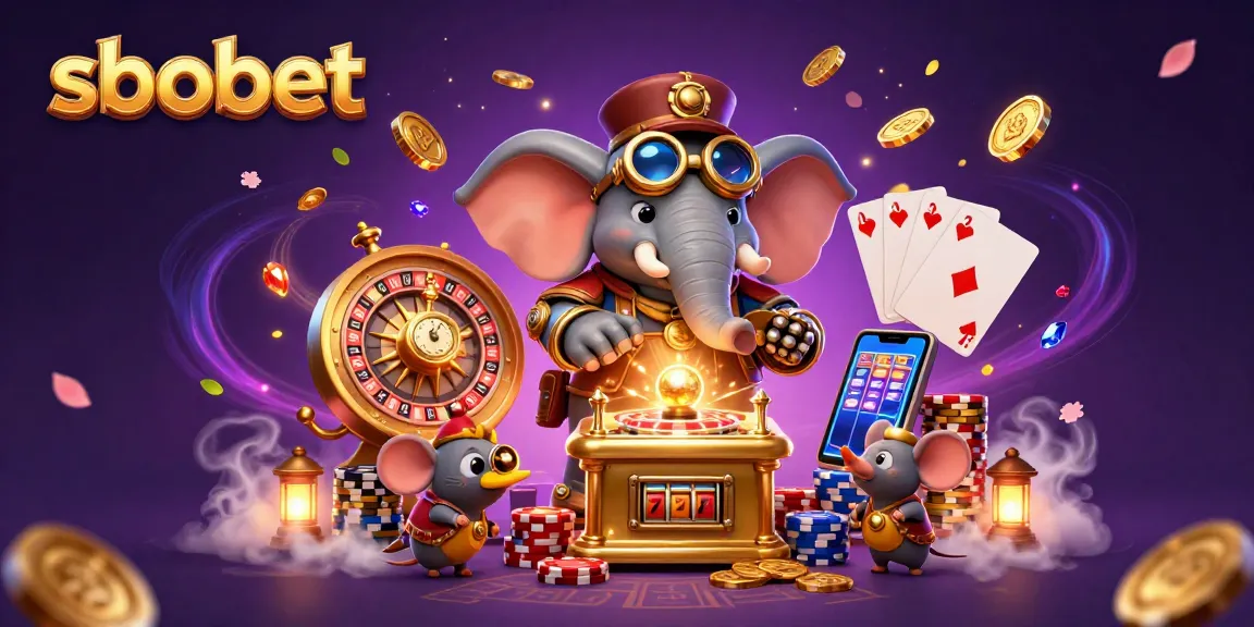 Experience sbobet's thrilling gameplay with a steampunk elephant operating a golden slot machine.