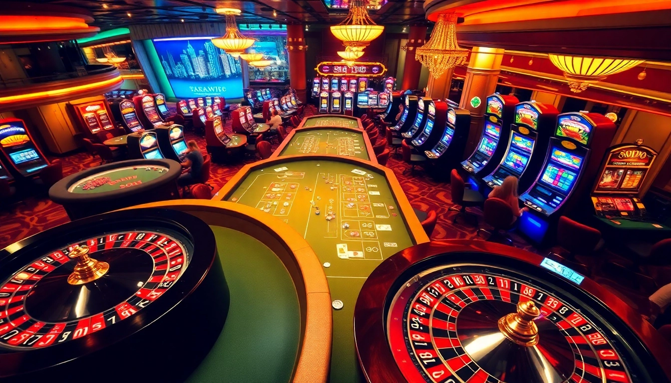 Experience the excitement of SODO casinos with vibrant gaming tables and lively players.
