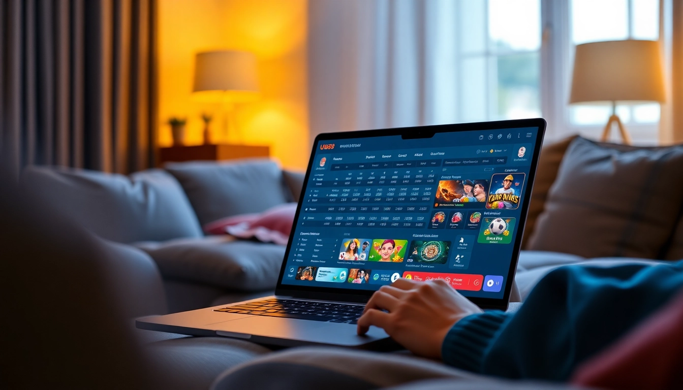UU88 online betting experience featuring a modern laptop in a cozy setting.