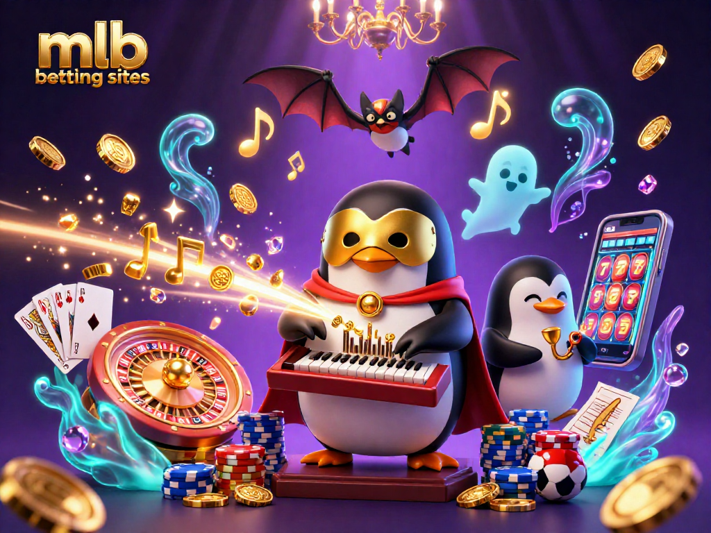 Experience captivating MLB betting sites with a 3D penguin and dynamic casino elements enhancing the excitement.