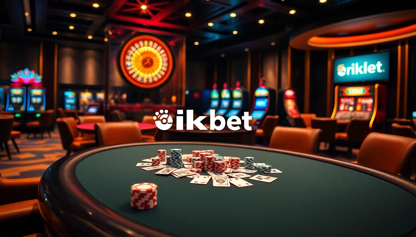 Players enjoying a high-stakes poker game at rikbet casino, showcasing excitement and strategy.