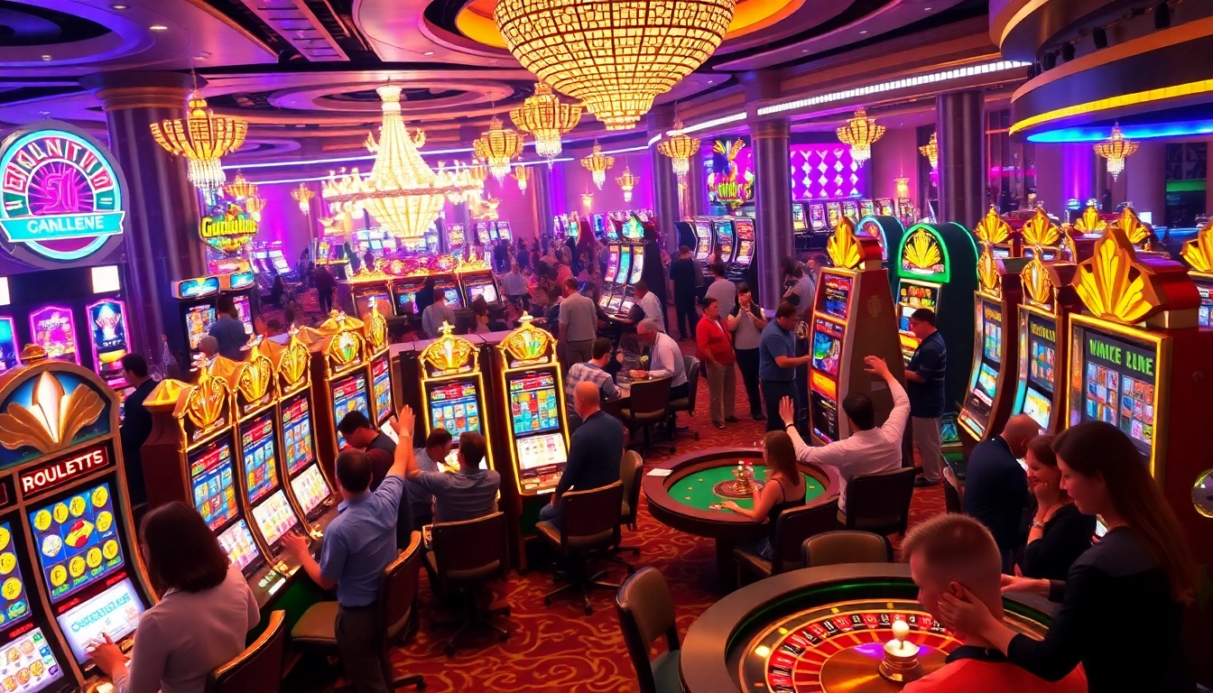 Engaging players at garuda slot machines in a vibrant casino setting filled with excitement and luxury.