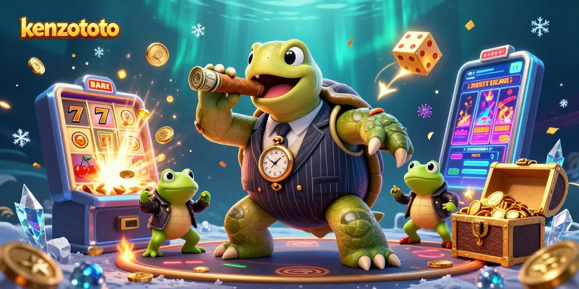 Kenzototo showcases a vibrant gambling scene featuring playful characters and dynamic casino elements.