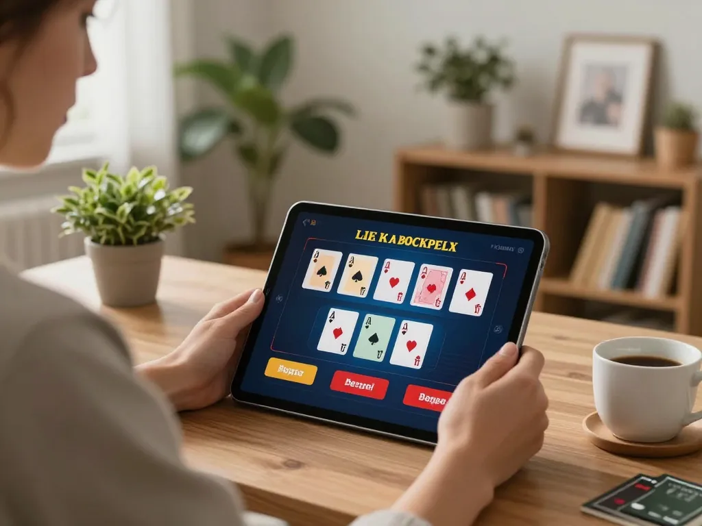 Engage with FB88's online blackjack interface, showcasing a player in a cozy betting environment.