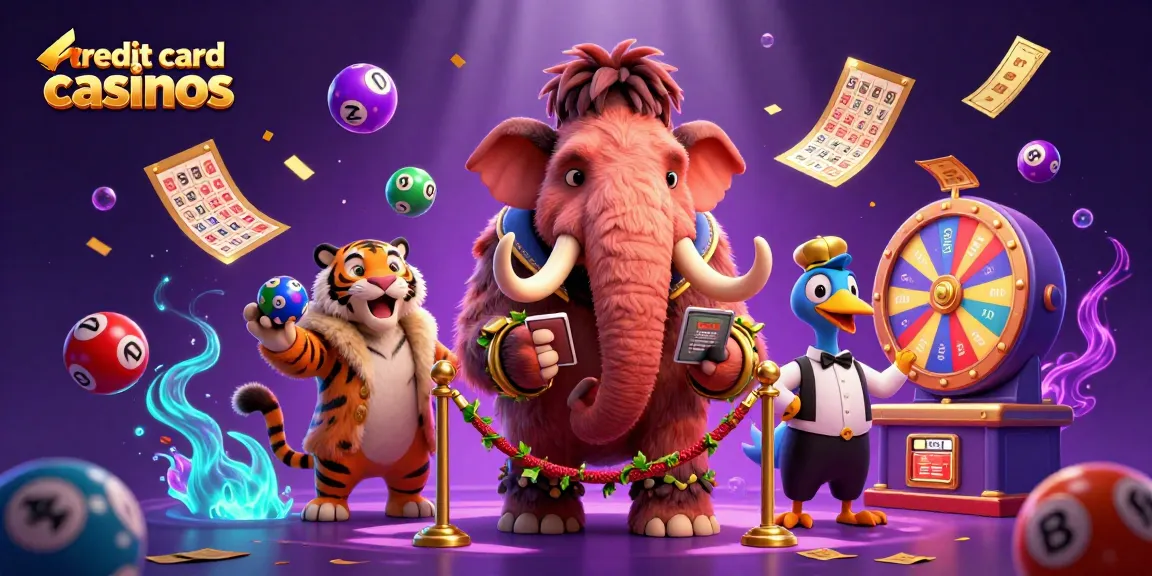 Engage with credit card casinos featuring vibrant characters and energetic gambling elements in a lively atmosphere.