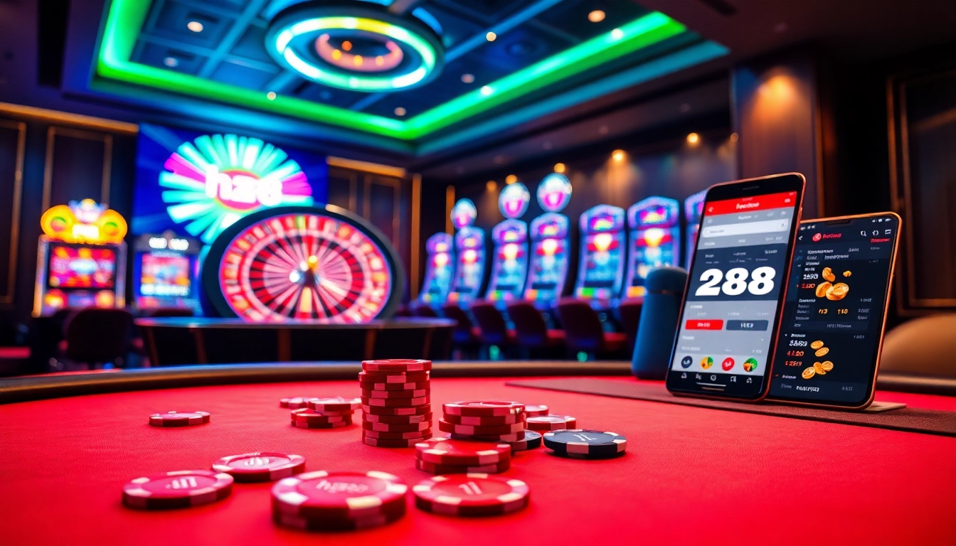 hz88 poker chip stacking and placing bets on a vibrant, polished casino table