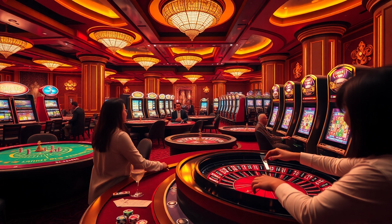 Excited players engaging in high-stakes games at Rikvip's vibrant casino tables.