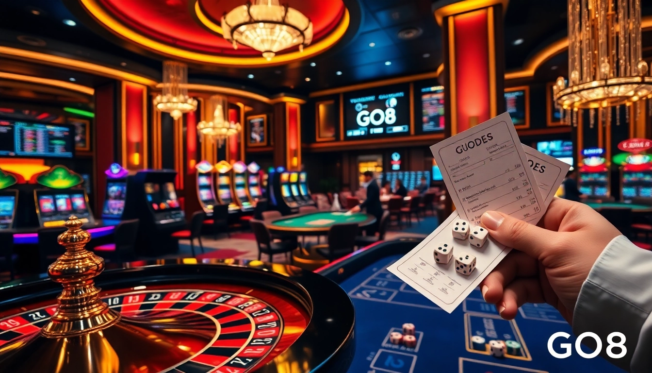 Experience luxury gambling at GO8-themed casino tables and exciting slot machines.
