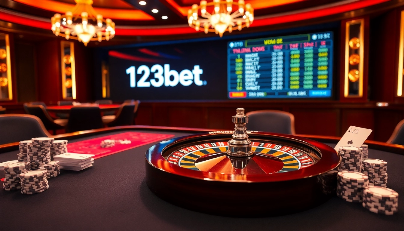 Experience the excitement of live betting with 123bet at a luxurious casino table.