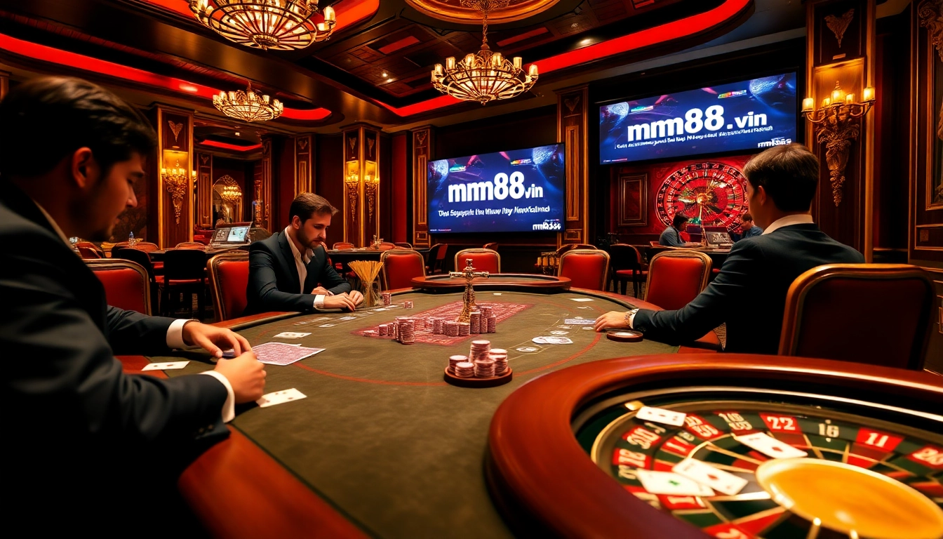 Experience high-stakes poker action at https://mm88.vin/ with vibrant casino elements and professional gameplay.