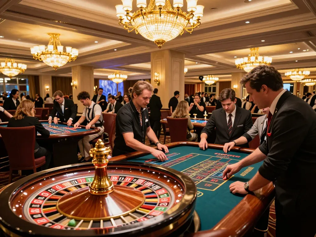 Players enjoying ALO8 Live roulette with vibrant atmosphere and excitement in a luxurious casino setting.